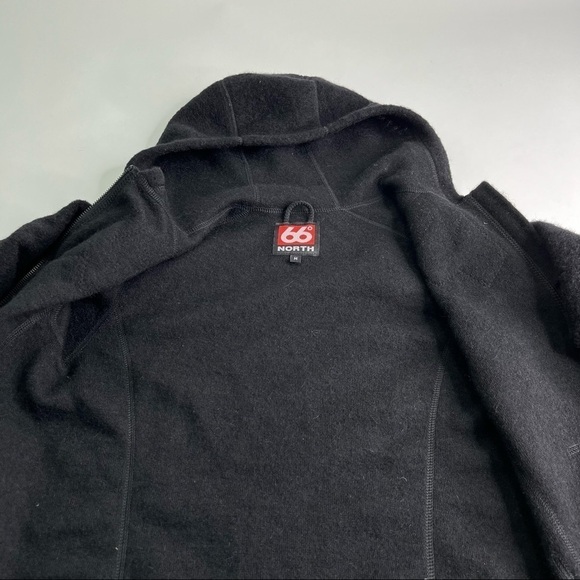66 North Black Kaldi Arctic Wool-Blend Hooded Icelandic Zip-up Hoodie Sweater - Picture 11 of 16